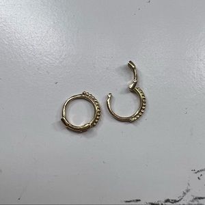 Solid 14k gold stamped huggie hoop earrings